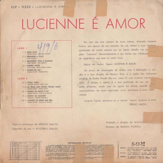 1962 - Lucienne Franco - Lucienne ê Amor