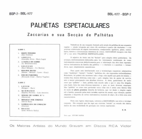 1962 - Zaccarias E Sua Secção De Palhêtas